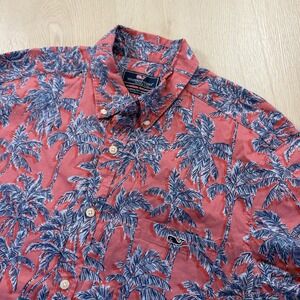 Vineyard Vines Button Down Shirt Men's L Red Blue Hawaiian